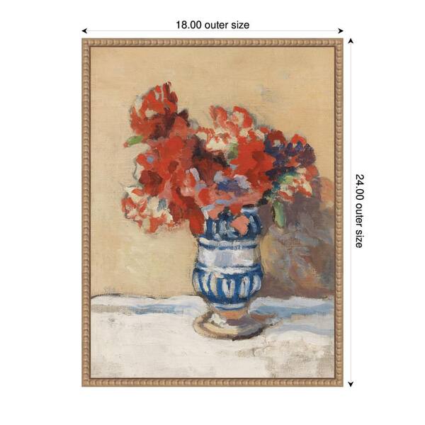 Kate and Laurel - Sylvie Flowers in a Blue Vase by Christopher Wood by Nostalgia Prints Flowers Framed Art Print 24 in. x 18 in.