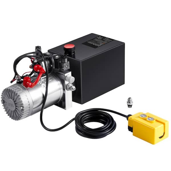 SKYSHALO Hydraulic Pump, 10 qt. Hydraulic Power Unit, Double Acting Dump Trailer Pump, 0.91 GPM Flow Rate, 3200 PSI Max Pressure,