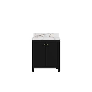 Chicago 30 in. W x 22 in. D x 36 in. H Single Sink Bath Vanity Center in Black with 2 in. Viola Brown Qt. Top