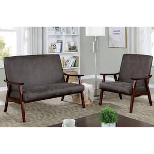 Lometa 46.8 in. Dark Gray Faux Leather 2 Seater Loveseat with Wood Frame