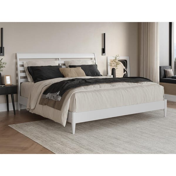 AFI Savannah White Solid Wood Frame King Low Profile Platform Bed ...