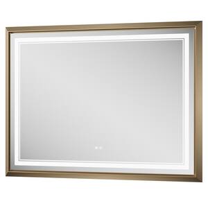 48 in. W. x 36 in. H Rectangular Aluminum Framed with 3-Colors Dimmable LED Wall Mount Bathroom Vanity Mirror in Gold