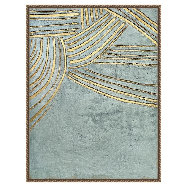 Amanti Art "Ancient Gold Sun" by Alyson Storms 1-Piece Floater Frame Giclee Abstract Canvas Art Print 30 in. x 23 in.