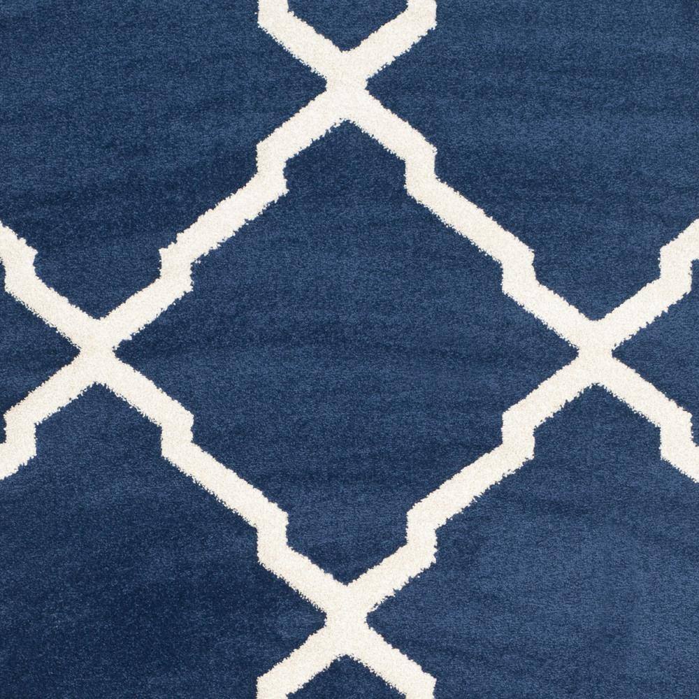 Navy and Beige Trellis 6' x 9' Easy Care Area Rug
