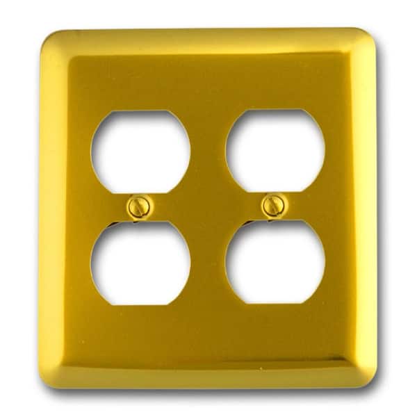 Brass 1-Gang 2 Duplex Wall Plate (1-Pack)