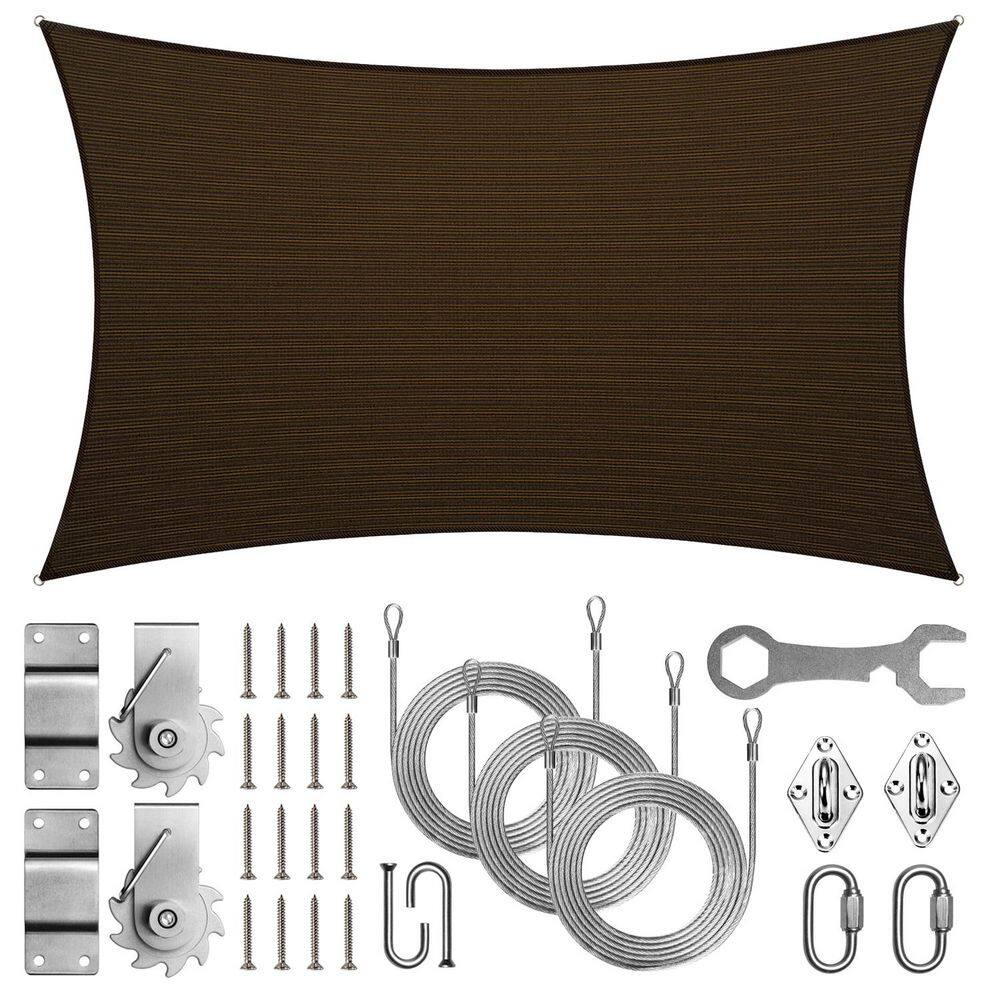10 ft. x 16 ft. Rectangle Sun Shade Sail with Hardware TAWAL-Brown price history on PriceWatchPro