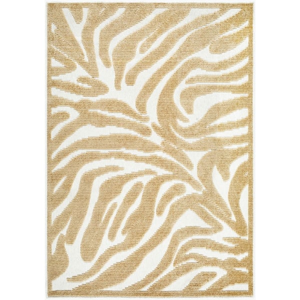 Lyna White/Yellow Modern 5 ft. x 7 ft. Indoor Area Rug