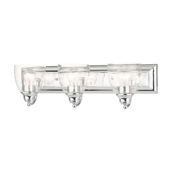 AVIANCE LIGHTING Thacher 24 in. 3-Light Polished Chrome Vanity Light with Clear Glass