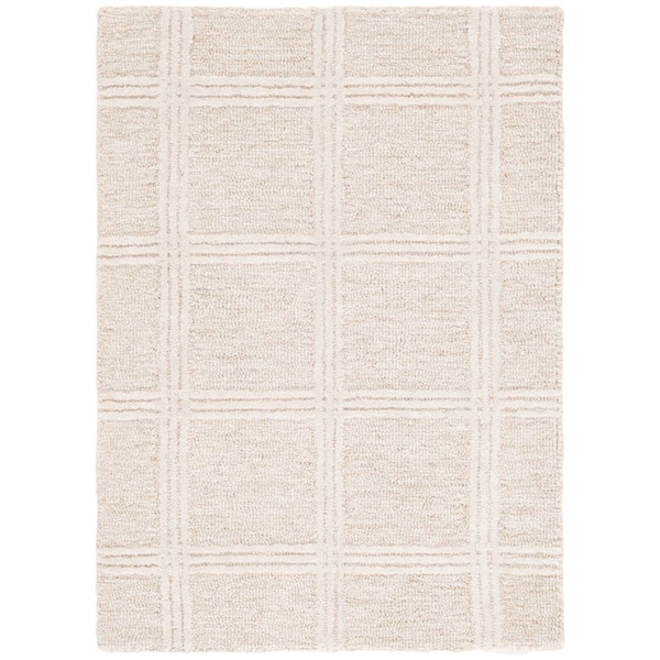 Pine 2 ft. x 3 ft. Beige/Ivory Solid Geometric Area Rug