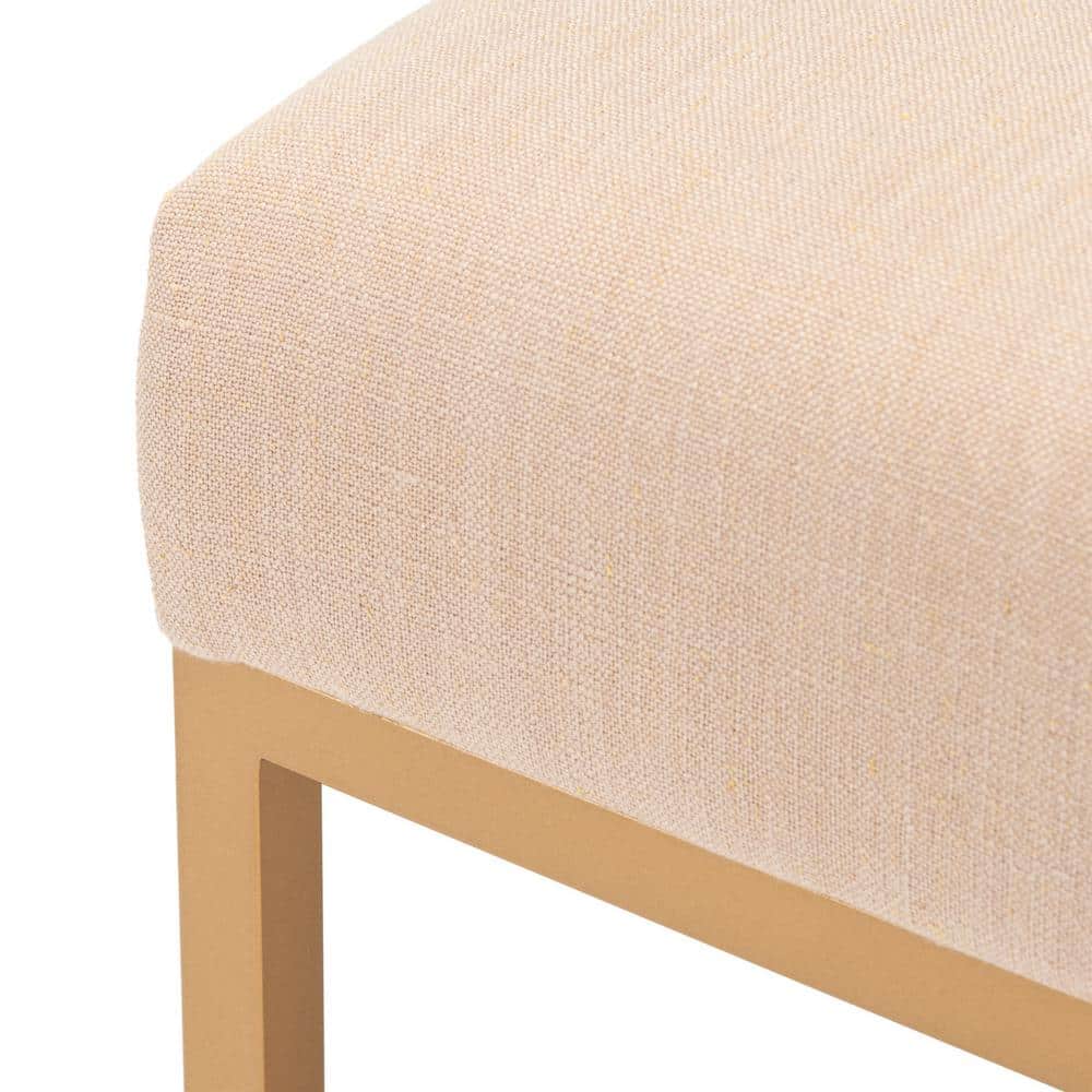 Modern Cosmopolitan Beige Linen & Gold Metal Parsons Side Chair Set