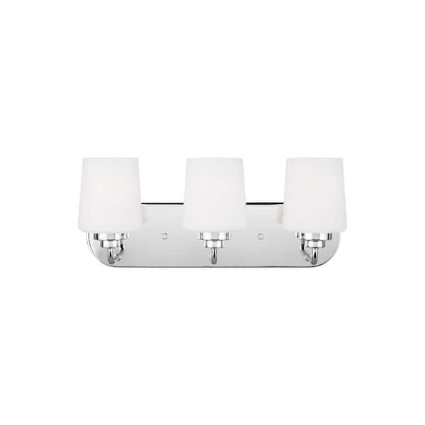 Generation Lighting Windom 18 in. 3-Light Chrome Contemporary Traditional Wall Bathroom Vanity Light with Alabaster Glass and LED Bulbs