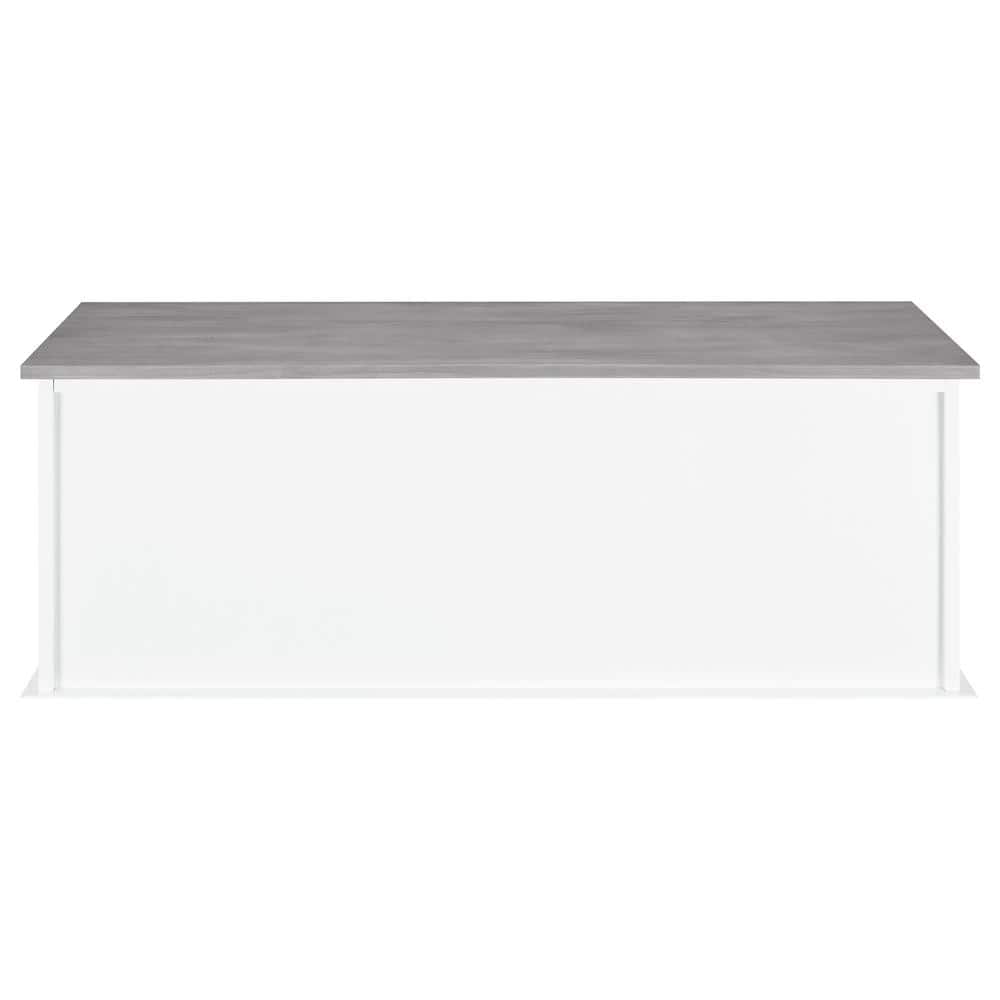 White and Weathered Gray 3-Drawer Storage Bench