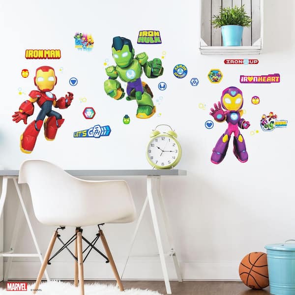33-Piece 17.25 in. x 36.5 in. Red Iron Man and His Awesome Friends Wall Decals