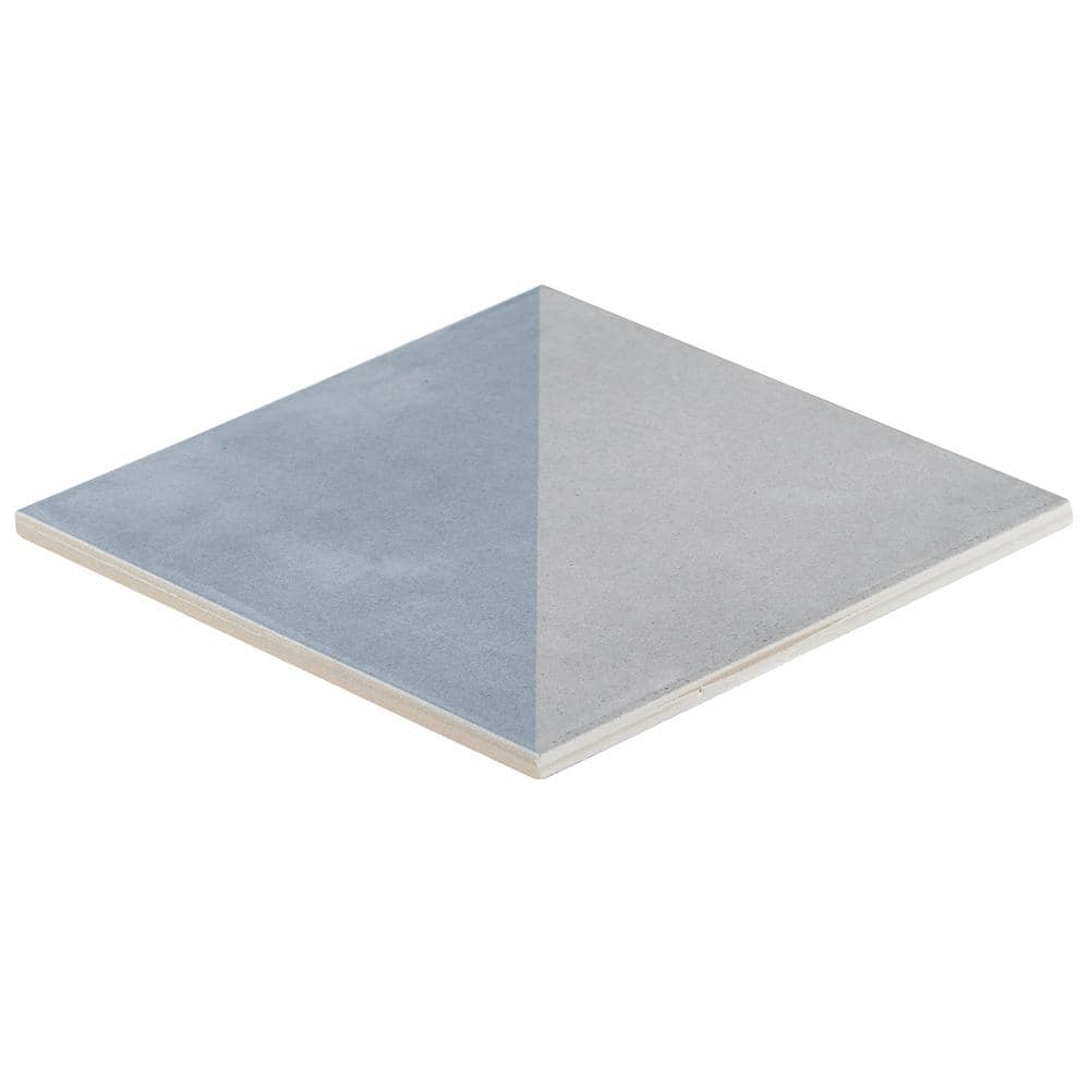 Quincy 7.87'' Blue and Gray Porcelain Encaustic Tile