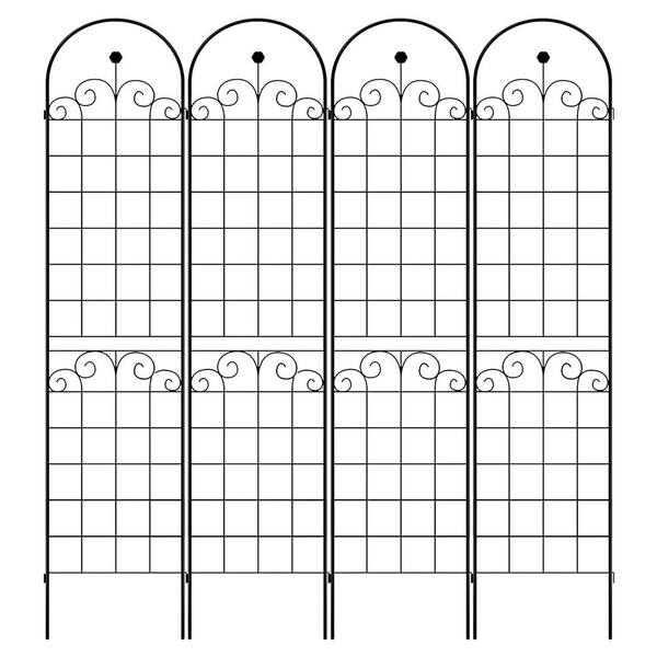 Afoxsos 19 .7" W x 86.7" H 4Pack Outdoor Black Iron Garden Trellis for
