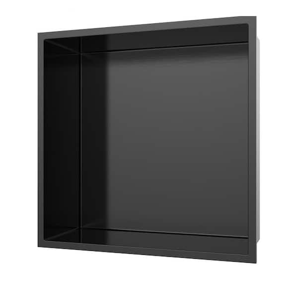 ALINO 12 in. W x 4 in. D x 12 in. H Black Stainless Steel Niche Bathroom Shelf