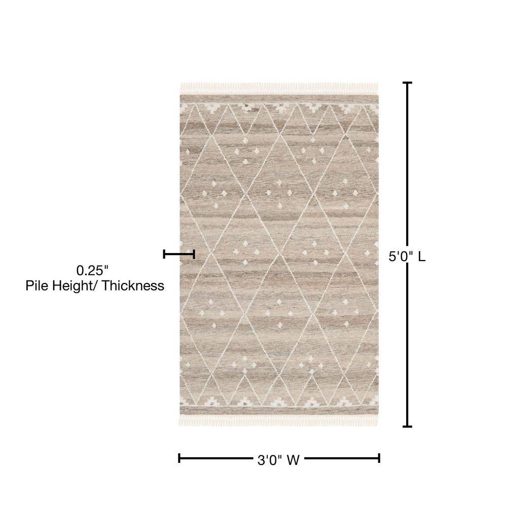 Natural Ivory 3' x 5' Handwoven Wool and Viscose Rug