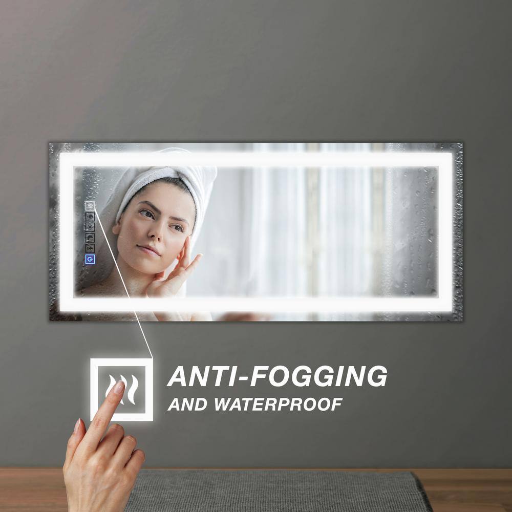 18" x 40" Frameless LED Lighted Anti-Fog Wall Mirror