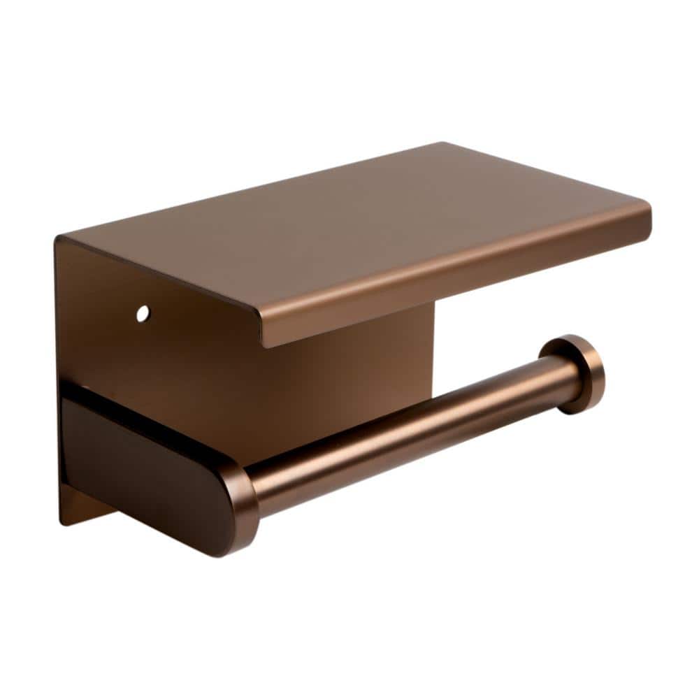 Brushed Copper Stainless Steel Toilet Paper Holder with Shelf