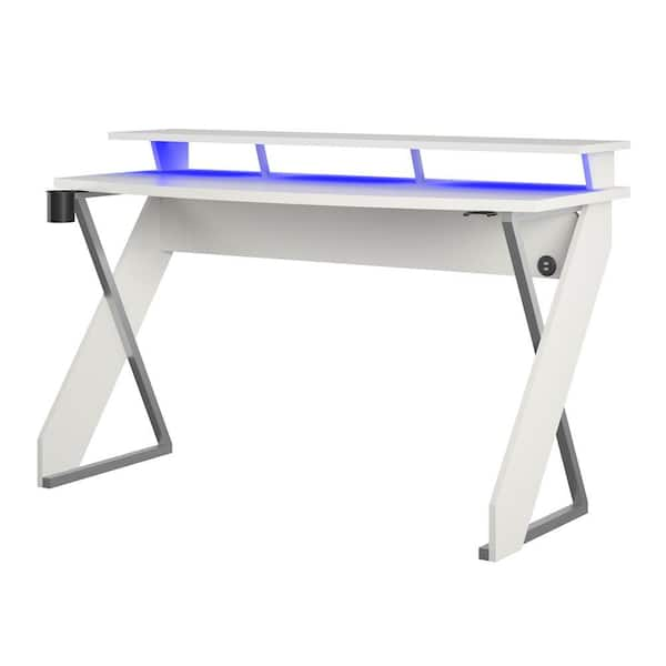 NTENSE Xtreme White Gaming Desk with Riser