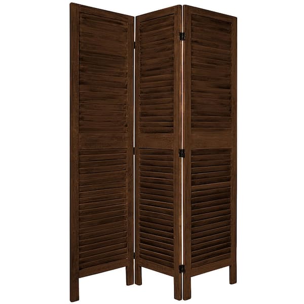 Oriental Furniture 5.5 ft. Burnt Brown Venetian 3-Panel Room Divider