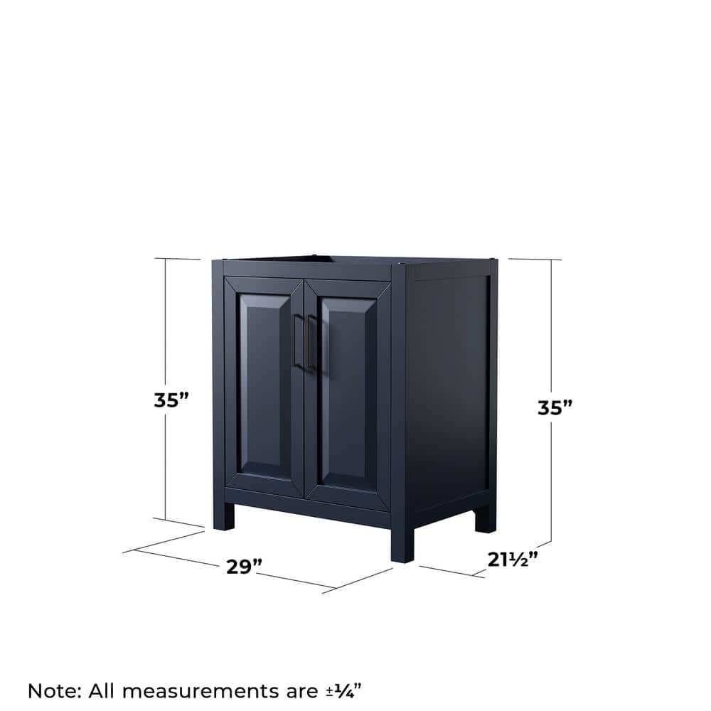 Daria 30" Dark Blue Single Bathroom Vanity with Matte Black Trim