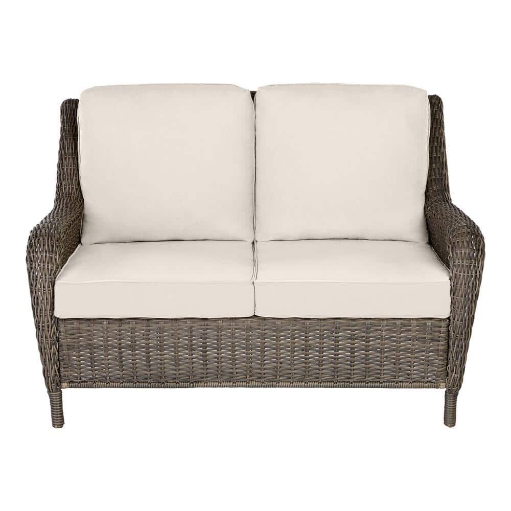 Hampton Bay Cambridge Gray Wicker Outdoor Patio Loveseat with