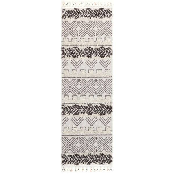 nuLOOM Zuri Shaggy Banded Tribal Brown 3 ft. x 6 ft. Global Inspired