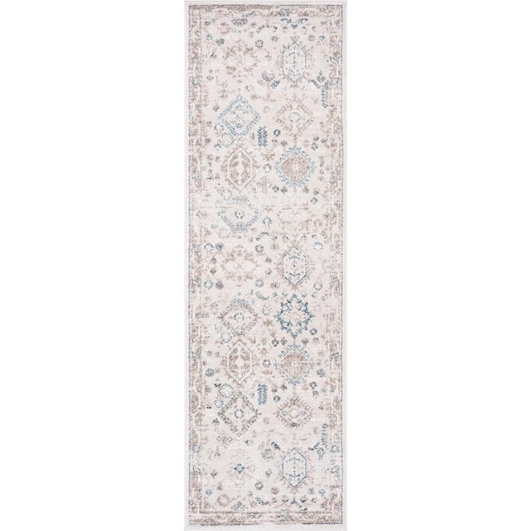 Tayse Rugs Magic Traditional Blue and Cream 2 ft. x 7 ft. Oriental Indoor Runner Rug