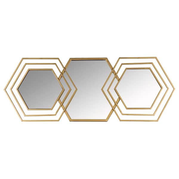 HomeRoots 31.5 in. x 12 in. Classic Irregular Framed Gold Vanity Mirror