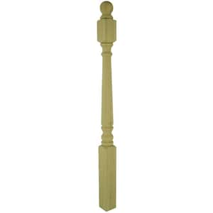Stair Parts 4010 48 in. x 3 in. Unfinished Red Oak Ball Top Starting Newel Post for Stair Remodel