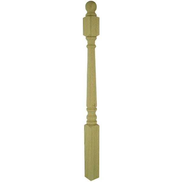 EVERMARK Stair Parts 4010 48 in. x 3 in. Unfinished Red Oak Ball Top Starting Newel Post for Stair Remodel