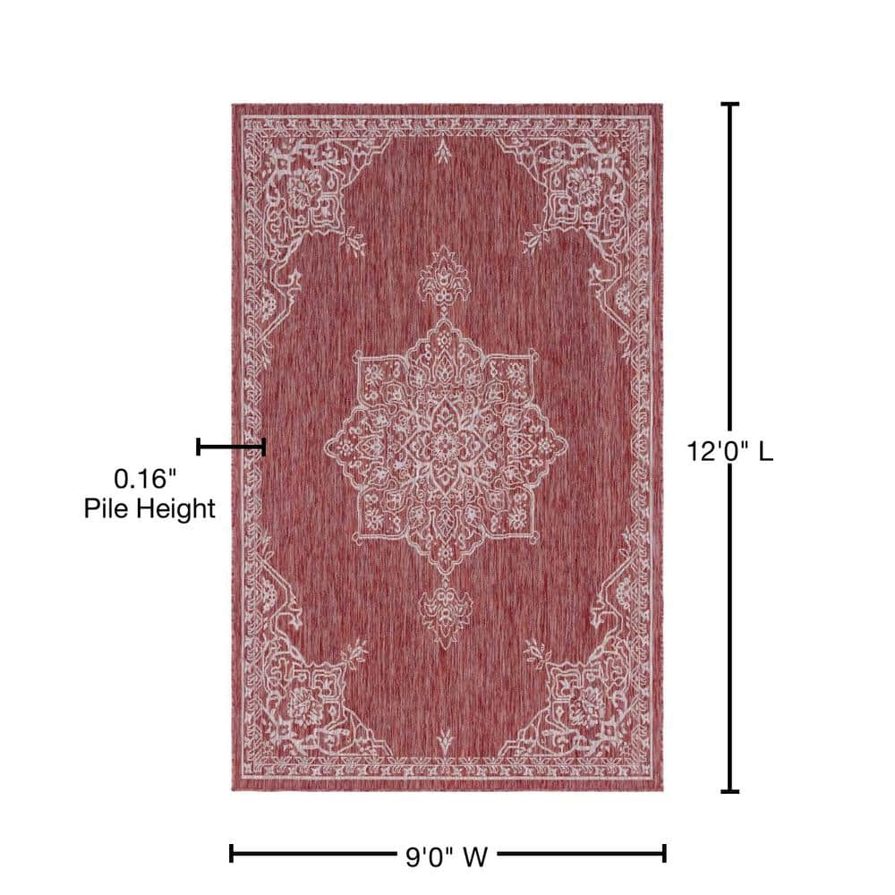 Rustic Rust Red 9' x 12' Synthetic Outdoor Area Rug
