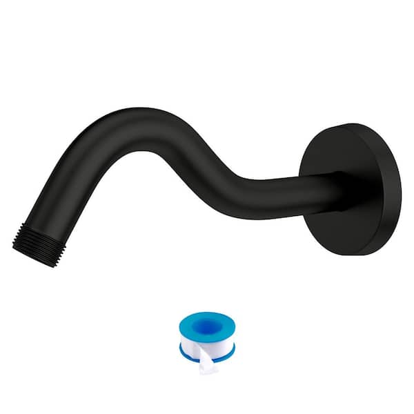 LORDEAR 8 in. Matte Black Curved Shower Arm Extension Replacement Arm