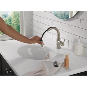 Trinsic Single Handle High Arc Single Hole Bathroom Faucet with Pull-Down Spout in Stainless
