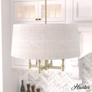 Briargrove 4-Light Painted Modern Brass Shaded Chandelier with Fabric Shade