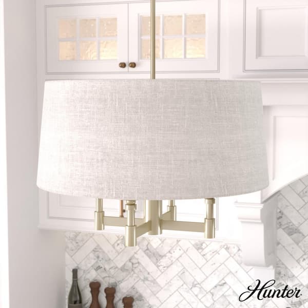 Hunter Briargrove 4-Light Painted Modern Brass Shaded Chandelier with Fabric Shade
