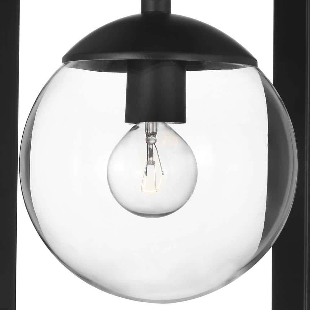 Atwell Matte Black 2-Light Pendant with Clear Globe Shades