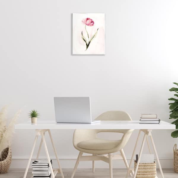 Modern Pink Blossom Sprig by Kristen Brockmon Unframed Nature Graphic Art Print 14 in. x 11 in.