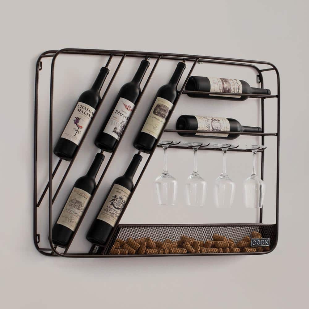 Manns Wines スチールワインラック ヴィンテージ アイアン スタンド Vintiquewise Vintage-Inspired Decorative Metal Wall-Mounted Wine