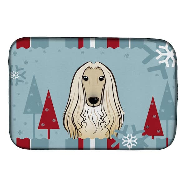 Caroline's Treasures 14 in. x 21 in. Multi-Color Christmas Tree and Afghan  Hound Dish Drying Mat BB1616DDM - The Home Depot