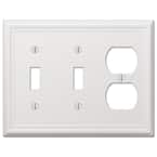 Ascher 3 Gang 2-Toggle and 1-Duplex Steel Wall Plate - White