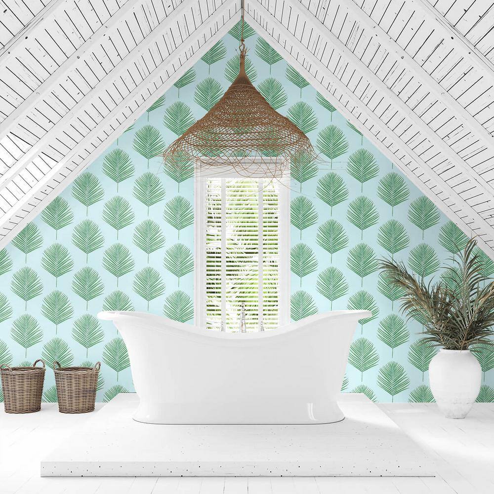 Celeste and Jade Vinyl Floral Peel and Stick Wallpaper Roll