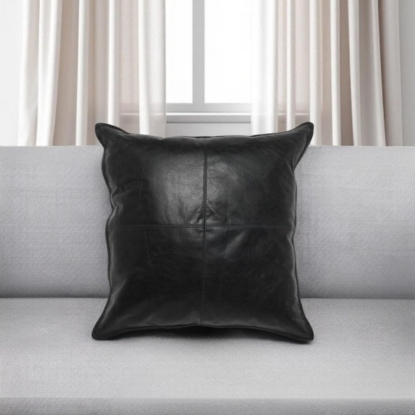HomeRoots Black Solid Down 22 in. x 22 in. Throw Pillow