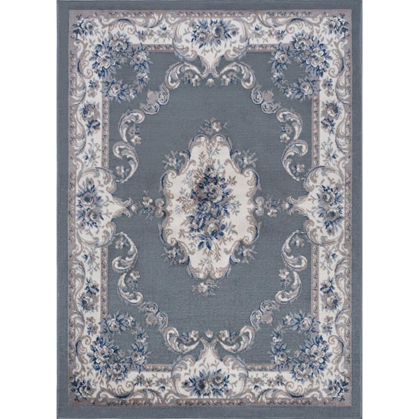 Tayse Rugs Hampton Oriental Gray 8 ft. x 10 ft. Indoor Area Rug