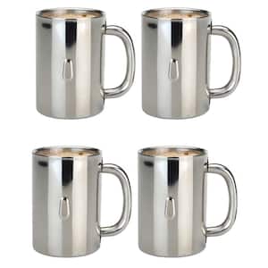 Straight Line 12 oz. Silver Stainless Steel 18/10 Coffee Beverage Mug (Set of 4)