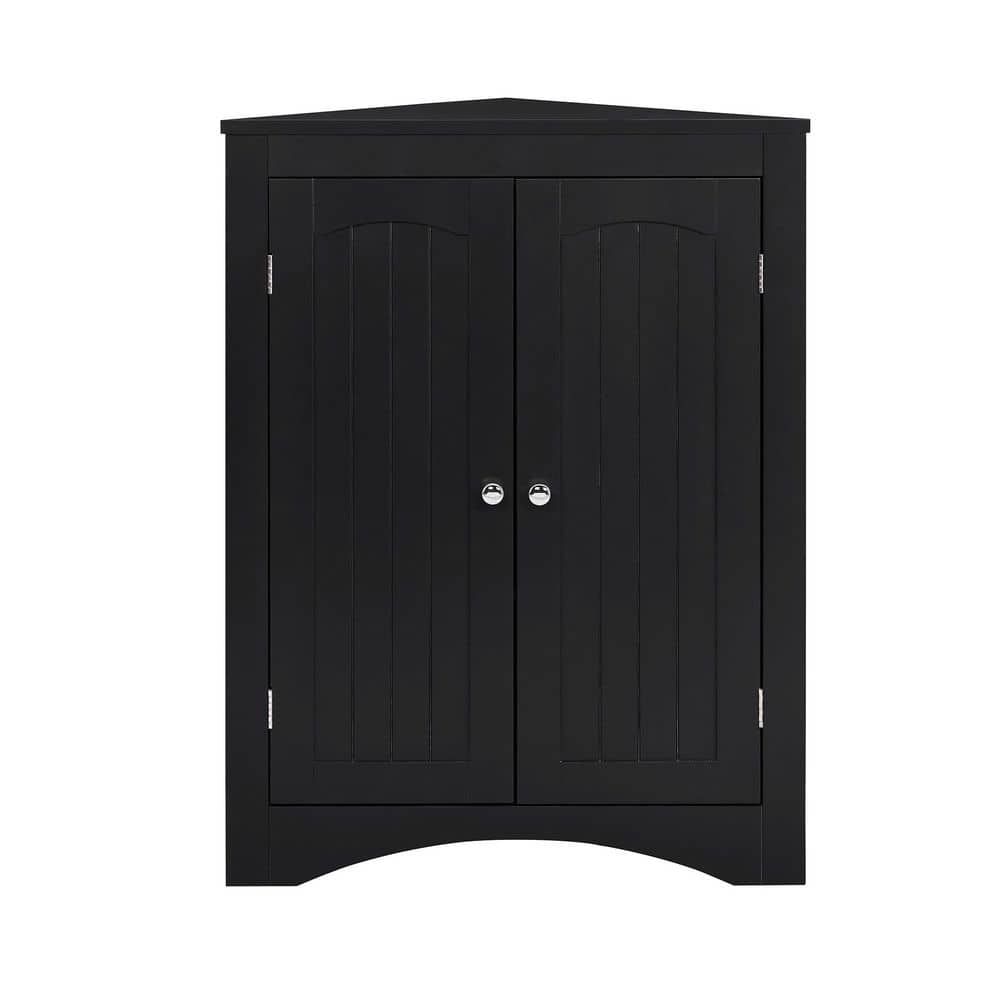 24 in. W x 12 in. D x 32 in. H Black MDF Corner Linen Cabinet with Adjustable Shelf for Bathroom Kitchen Living Room price history on PriceWatchPro