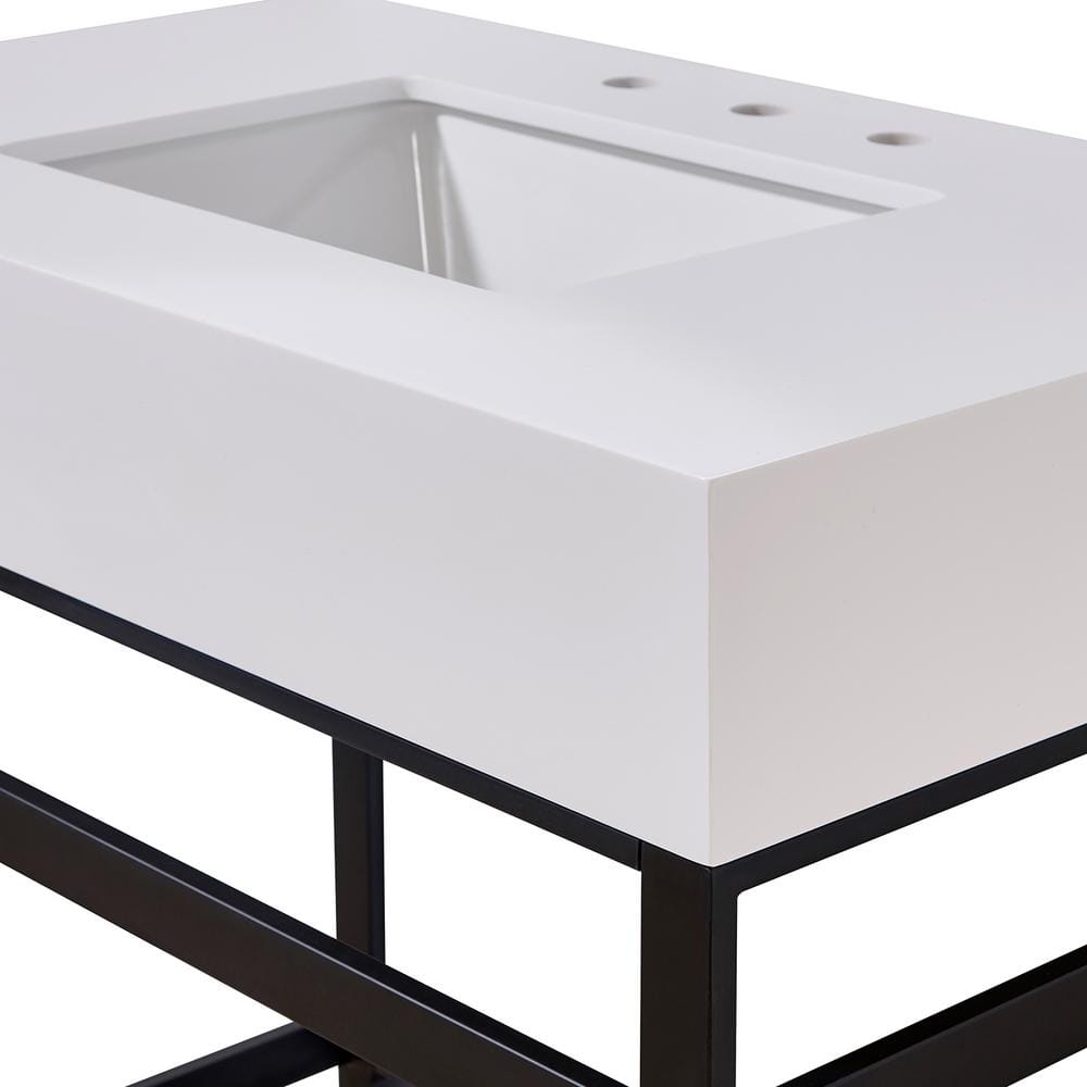36" White Ceramic Vanity Top with Integrated Sink