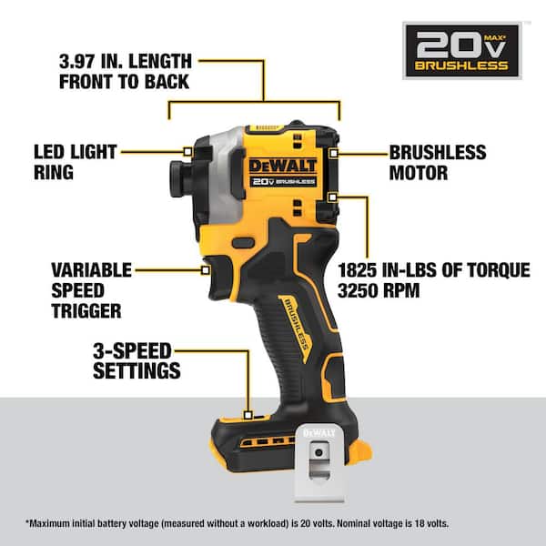 20V MAX Lithium-Ion Brushless Cordless 2 Tool Combo Kit with (2) 1.7Ah  Batteries, Charger, and Bag