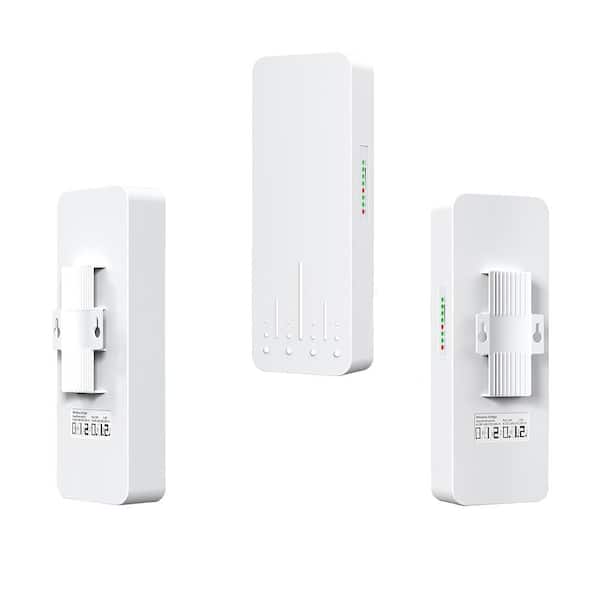 3PCS Gigabit Wireless Bridge Kit 3KM 5.8G Point to 2 Point Outdoor CPE Long Range WiFi Bridges with Antenna PoE Adapter